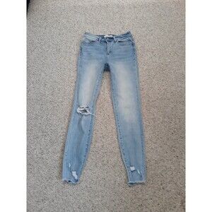 27 Buckle Vervet High-Rise Skinny Distressed Raw Hem Light Wash